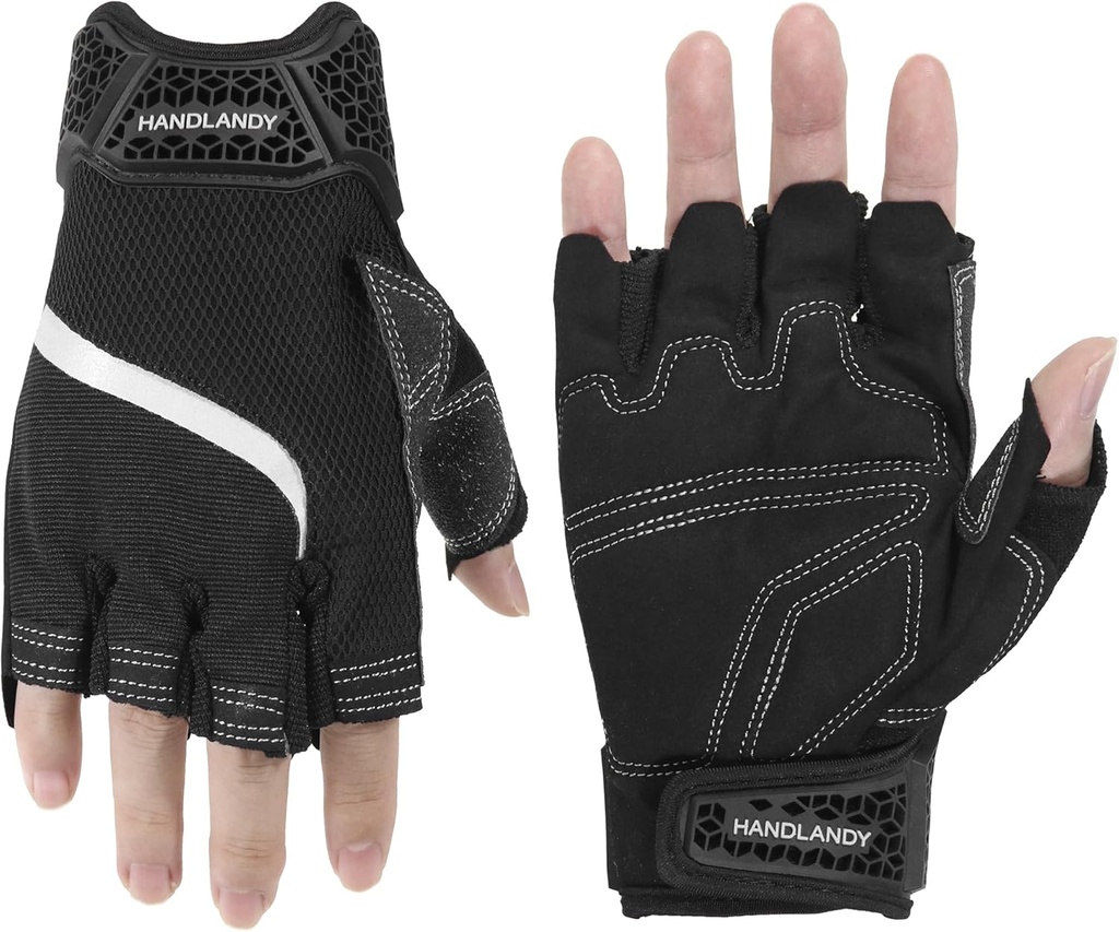 HLDD HANDLANDY Fingerless Work Gloves, Utility Working Gloves for Men and Women