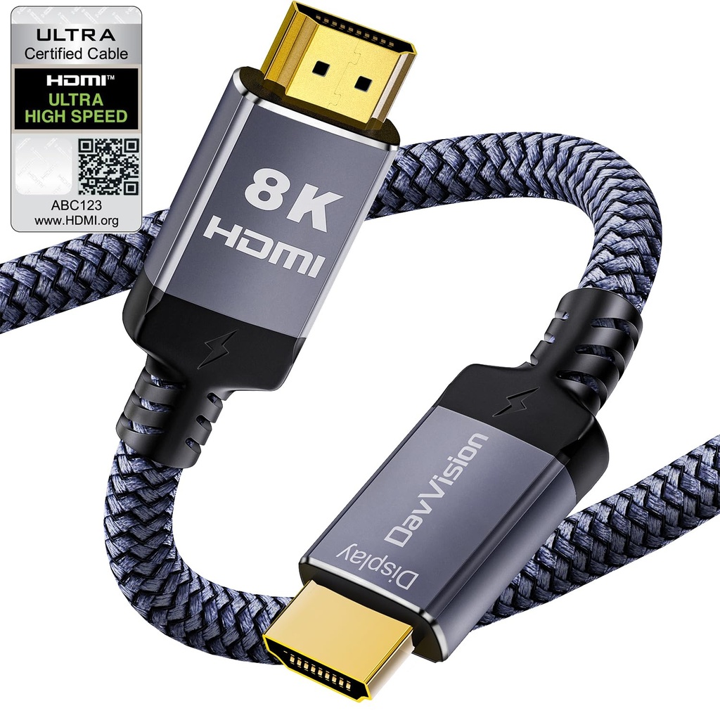 8K Fiber Optic HDMI Cable 65 Feet, Long HDMI 2.1 Cable High Speed Unidirectional 8K@60Hz HDMI Braided Cord Support eARC/Dynamic HDR/HDCP/3D,Compatible with PS5 PS4/HDTV/Xbox Series