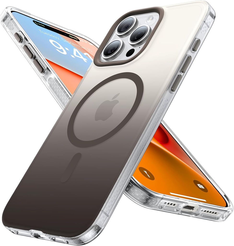 Strong Magnetic for iPhone 15 Pro Case, [Compatible with MagSafe] [Military-Grade Drop Tested] Shockproof Protective Slim Thin Translucent Cover for iPhone 15 Pro Phone Case, GradientGray