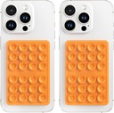2 Pack Silicone Suction Phone Case Adhesive Mount, Silicone Sticky Holder for iPhone and Android, Hands-Free Grip for Selfies & TikTok, Gift for Women (Orange)