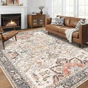10x14 Area Rugs for Living Room - Large Carpet Ultra Thin Soft Washable Oriental Vintage Floral Distressed Rug Big Indoor Carpets for Bedroom Nursery Dorm Home Decor Aesthetic - Multi