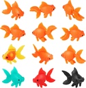12 Pieces Artificial Fake Goldfish Aquarium Decoration, 5 Color Plastic, Realistic Movement, 4 x 1.2 x 1.6 Inch, Orange, Goldfish, Whimsical Style, Ornament