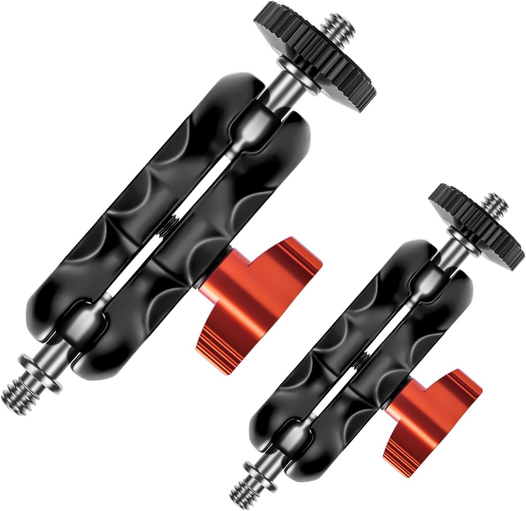 Mini Magic Arm with Double Ball Head and 1/4’’ Screw - Compatible with Super Clamp, Camera Cage, Monitor and Microphone - Max Load up to 4.4lb/2kg - 2 Pieces