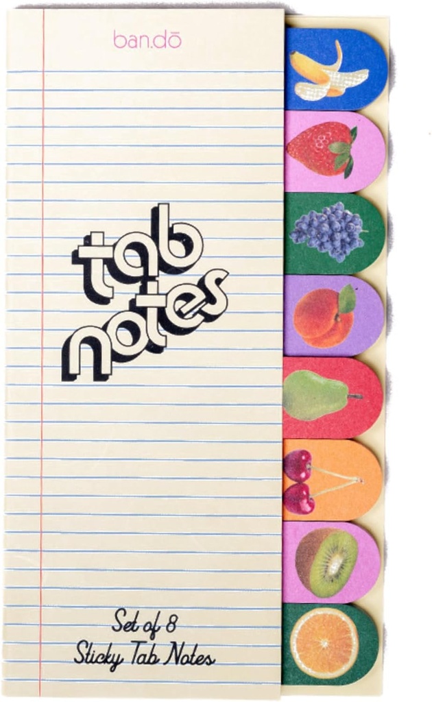 ban.do Sticky Tab Notes with Food Theme Novelty Page Flags for Annotating, Fruits