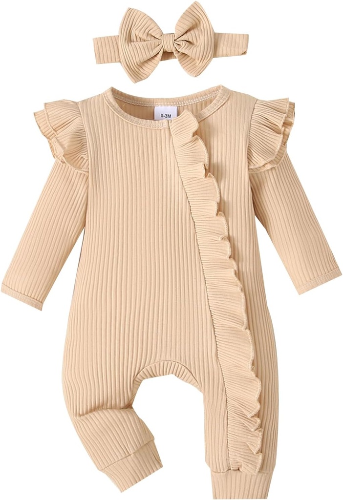 Newborn Baby Girl Romper Zip Ruffle Bodysuit One Piece Jumpsuit Baby Girl Clothes Coming Home Outfits