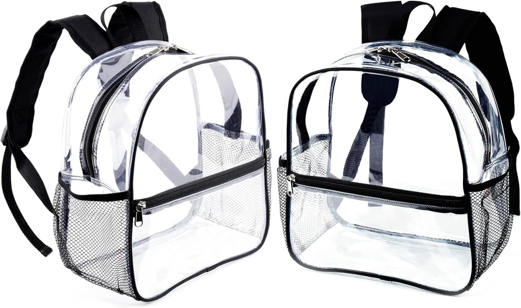 Small Clear Backpack 12x12x6 Stadium Approved Clear Backpacks for Sports Event Concert (2 pieces)