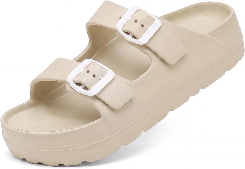 Haifago Women's Platform Sandals with Arch Support, Summer Beach Slides Adjustable Buckle Comfortable Lightweight EVA Slip on Slide
