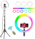 12" RGB Ring Light Bundle with 55-inch Adjustable Reflector Stand- Suitable for Phones and Cameras, Adjustable Ring Light for Tiktok/YouTube/Photography/Makeup