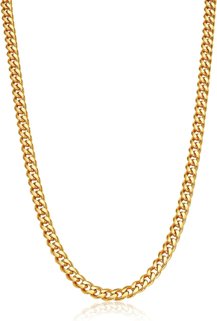 Monily Stainless Steel Mens Cuban Link Chain Silver 18K Gold Chain for Men Hip Hop Mens Jewelry