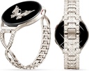 20mm Bling Band Compatible for Samsung Galaxy Watch 4/Watch 6/Watch 5 40mm 44mm, Galaxy Watch 4 Classic 42mm 46mm, Active 2, Watch 42mm, Watch 3 41mm, Women Adjustable Rhinestone Wristband Strap