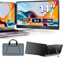 14" Laptop Monitor Extender, FHD 1080P IPS Dual Laptop Screen Extender, HDMI/USB-A/Type-C Plug and Play for Windows, Mac, Chrome, Android, Xbox, Switch, PS5, Work with 13.3”-17” Laptops