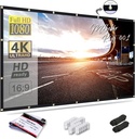 150 inch Projection Screen 16:9 Foldable Anti-Crease Portable Projector Movies Screen for Office Home Theater Outdoor Indoor Support Double Sided Projection