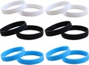 12 Pcs Rubber Bracelets for Men Women, Stretch Blank Silicone Wristbands Bracelets for Events Party Sports (Black, White, Blue)