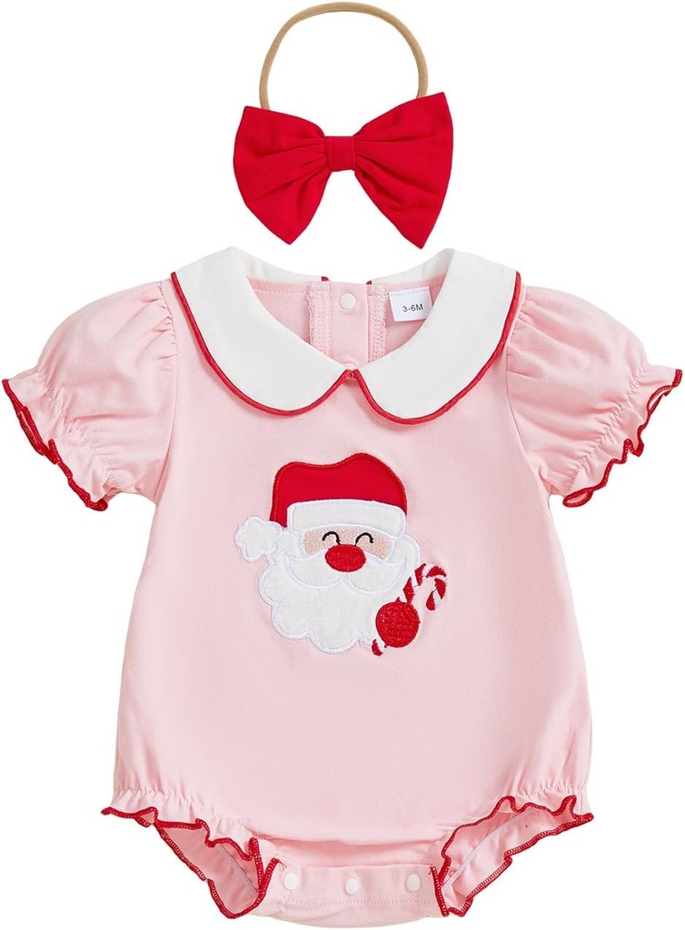 Newborn Baby Girl Easter Outfit Bunny Bubble Romper Doll Collar Bodysuit with Headband My First Easter Clothes