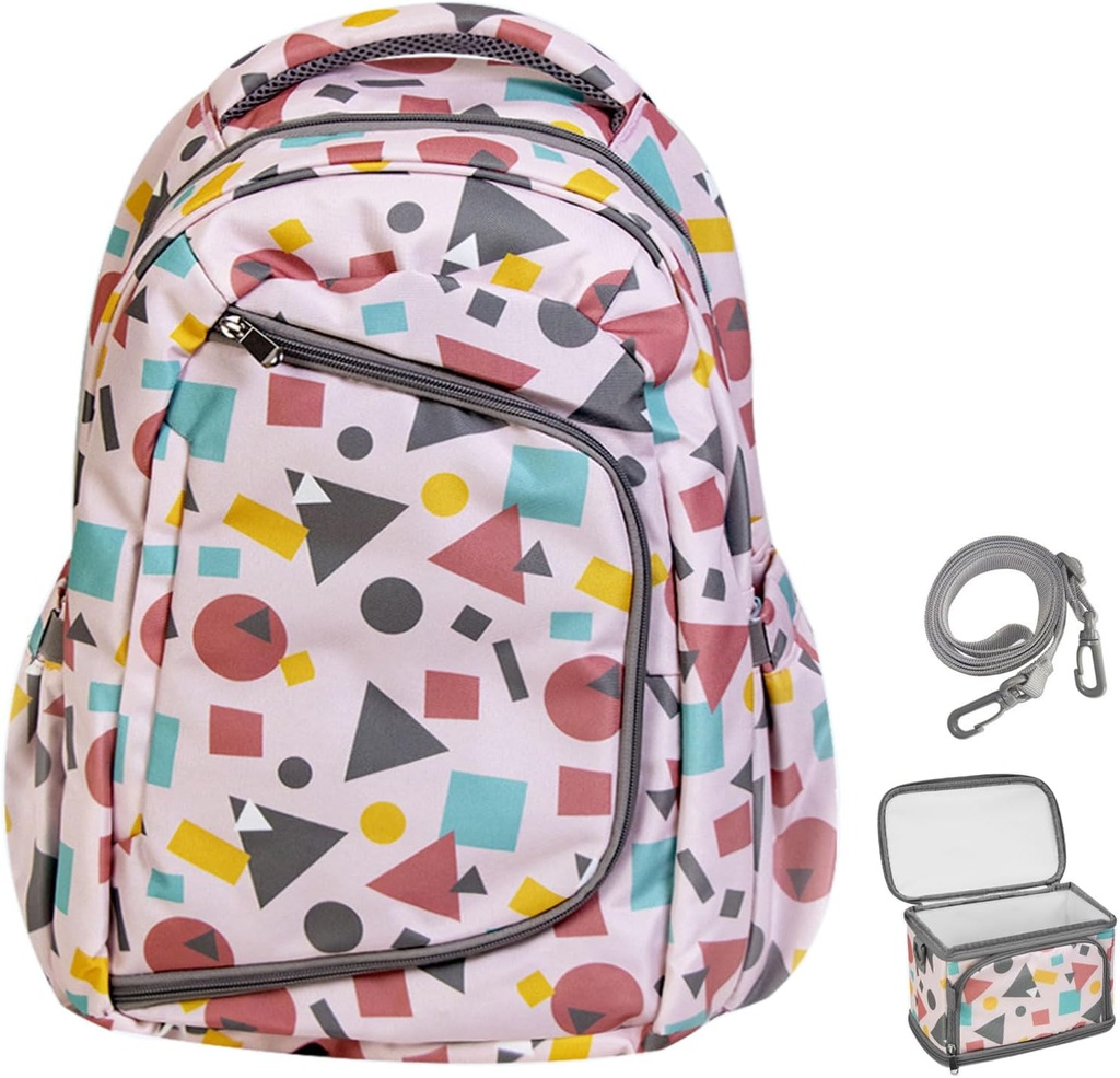 Diaper Bag Backpack With Lunch Bag and Changing Pad Travel Back Pack Baby Diaper Changing Bags Diaper Backpack For Mom Dad, Set of 2, Pink