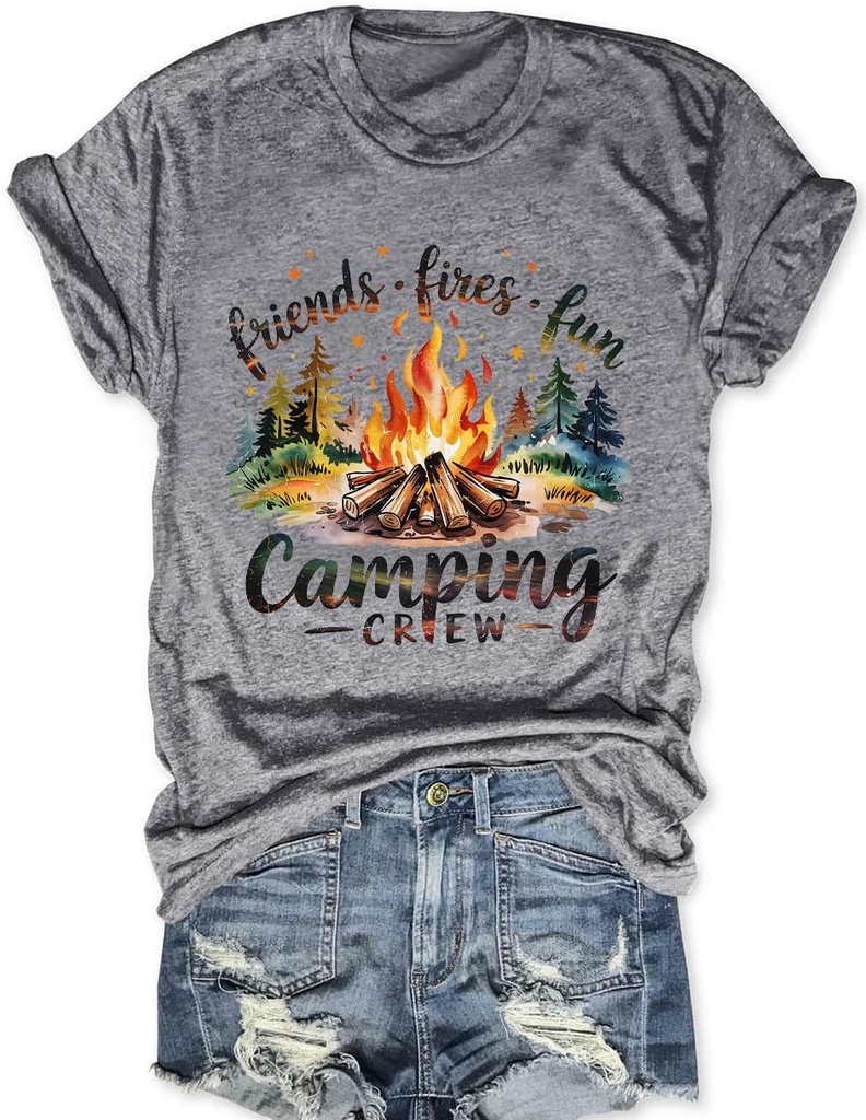Hiking Shirts Women Vintage Camp Tshirt Funny Nature Outdoor Adventure Camping Graphic T Shirt Short Sleeve Tops