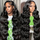 13x6 Body Wave Lace Front Wigs Human Hair Pre Plucked 22 Inch 200% Density HD Transparent Lace Frontal Wigs Human Hair for Women Glueless Wigs Human Hair Natural Black Color