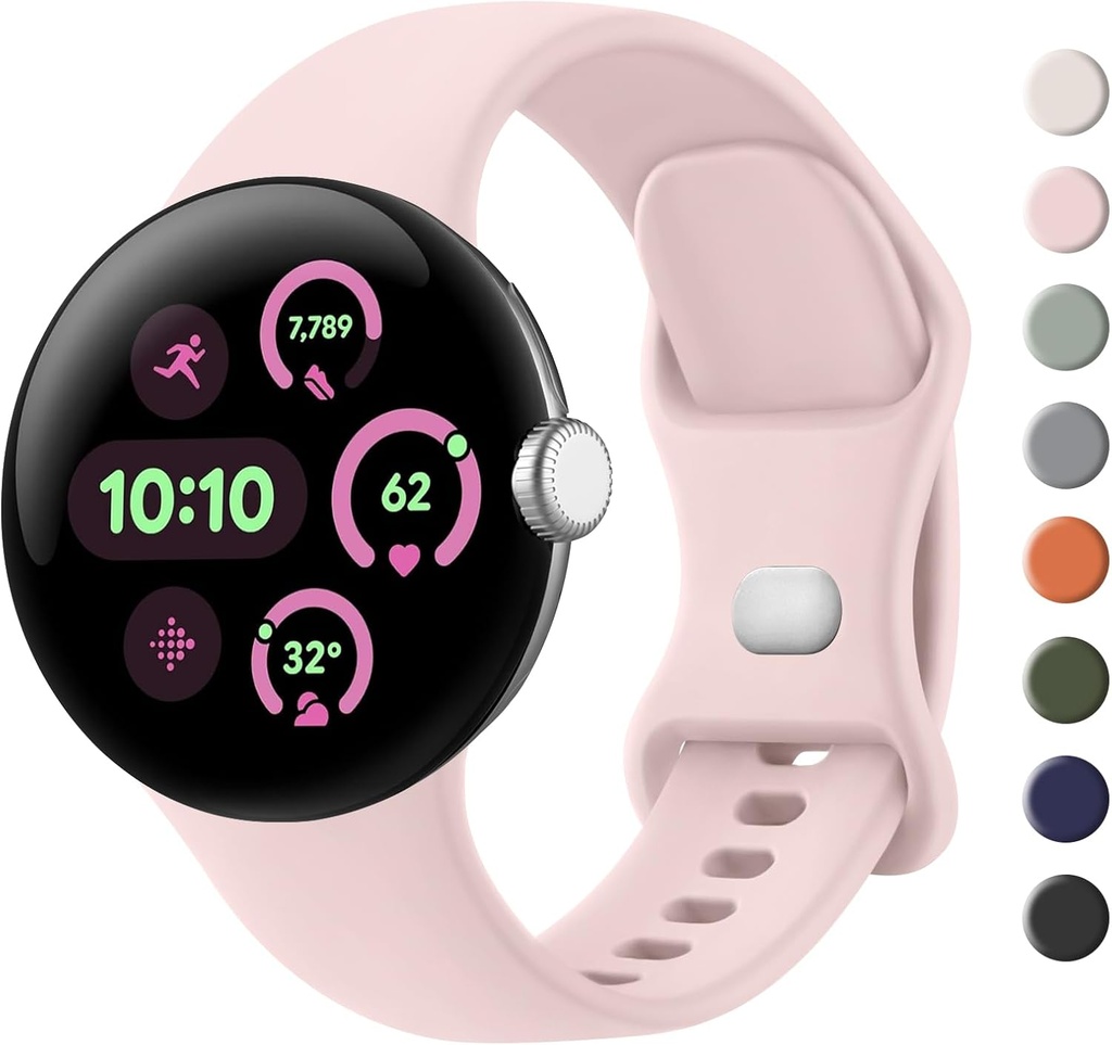 Meliya Compatible With Google Pixel Watch Band for Women Men - Soft Silicone Waterproof Sport Replacement Straps for 3 41mm/2/Smartwatch
