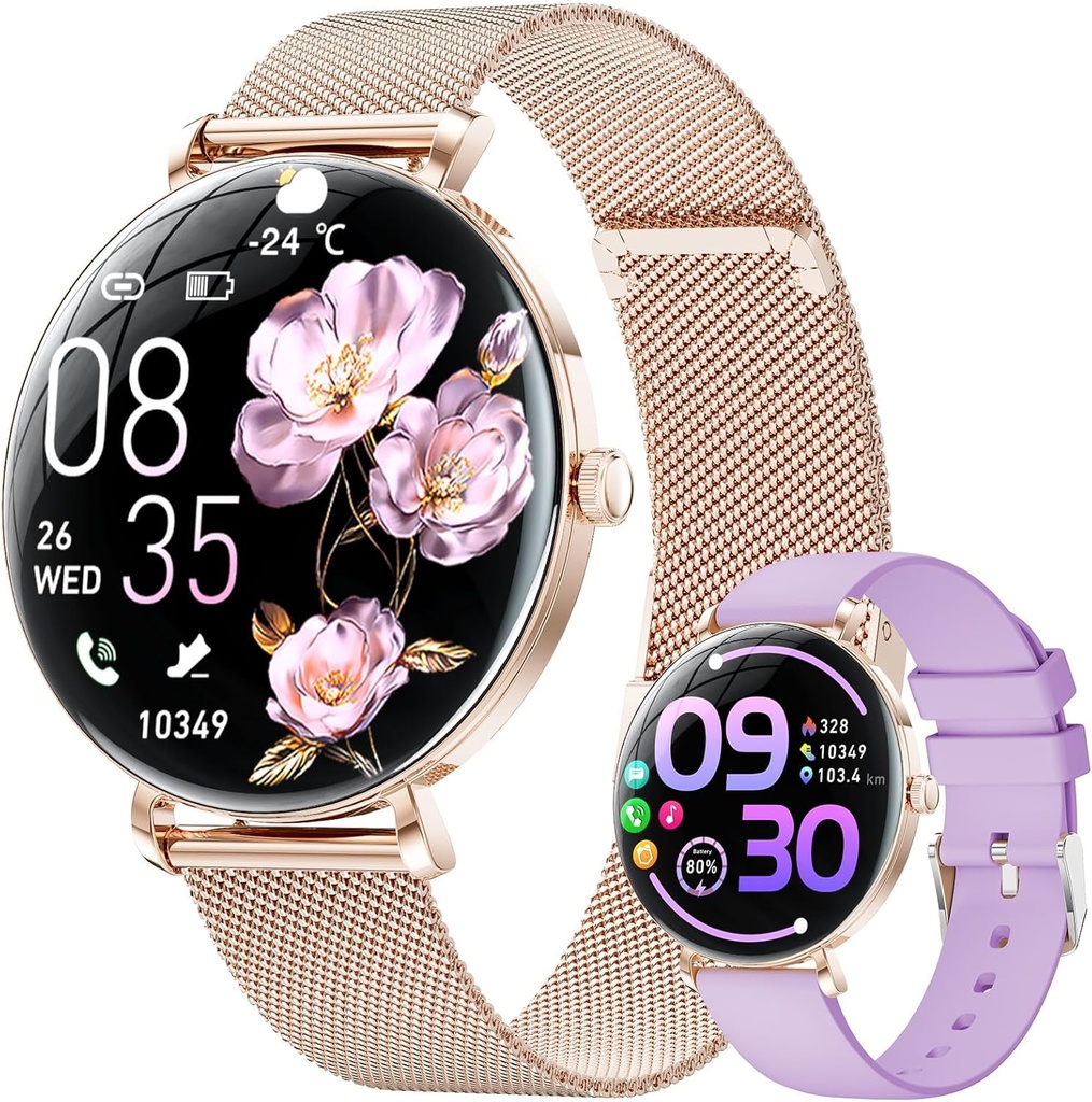 LIGE Smart Watches for Women with Calls/Answer:1.43" AMOLED Smart Watch Compatible with Android & iPhone, Waterproof Fitness Tracker for Women with Heart Rate/Sleep Monitor/120 Sports Modes/Pedometer