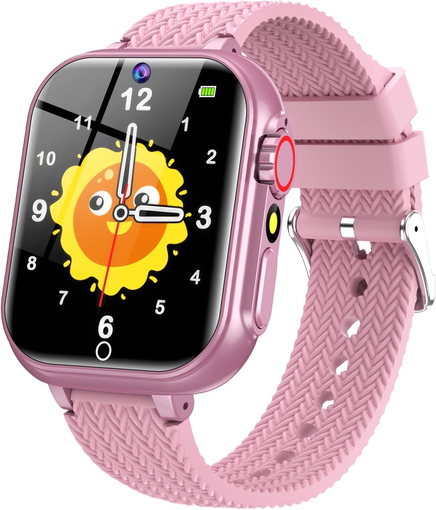 Kids Smart Watch for Girls Ages 6-12 with 32 Games, Touch Screen, Camera, Video/Audio Recording, Music Player, Alarm Clock, Calendar - Birthday Gifts Toys for Girls Boys (Pink)