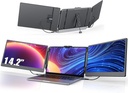 14'' Screen Extender Portable Laptop Plug-play, 1080P IPS Laptop Monitor Extender Built-in Speaker, HDMI/USB-A/Type-C Triple Monitor for 13''-17.3'' Laptops, Work with Mac, Windows, Chrome, Switch