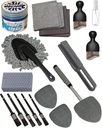 18Pcs Professional Car Interior Detailing Kit All-in-One Cleaning Tools for Windows, Dashboard, Vents, Windshield Cleaner Brush, Magic Sponge, Chamois Cloth, Detailing Brushes & Accessories