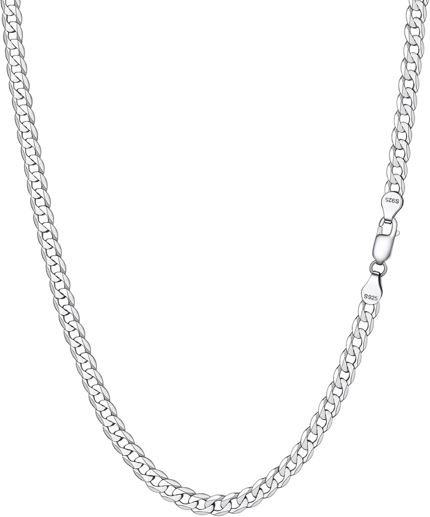 PROSTEEL 925 Sterling Silver Cuban Link Chain Necklace for Men, Dainty Figaro Chains, Solid & Shiny, 3mm/5mm, 14-28 inch, Come with Box