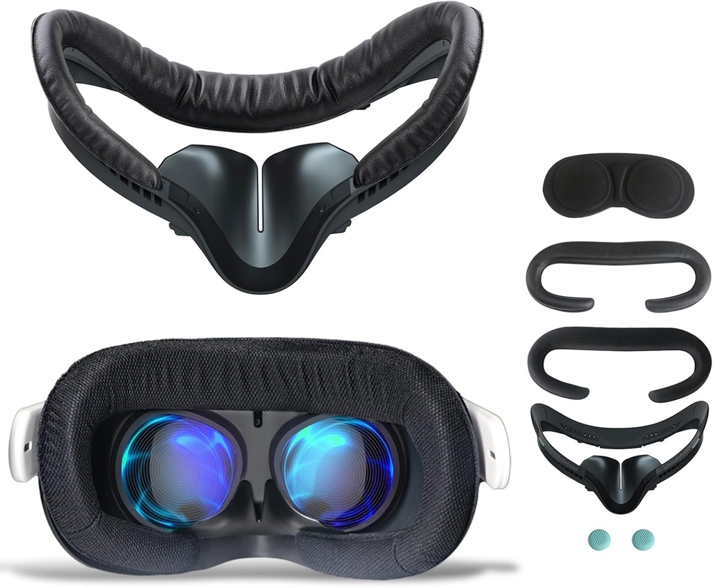 Hanpusen VR Face Cover Fitness Facial Interface Bracket, 2pcs PU Leather Foam Cushion, Anti-fogging Sweatproof Face Cover, Oculus Quest 2 Accessories Replacement