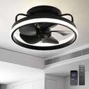 13" Low Profile Ceiling Fans with Lights and Remote,Dimmable 36W 3000-6000K LED Fan Light with Remote Control,Modern Ceiling Fans Flush Mount Lighting for Bedroom Living Room(Black 02)