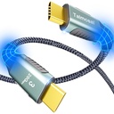 100W for Long Thunderbolt 3 Cable 15 ft, Support 4K@60Hz 20Gbps with PD Fast Charging for iPhone 16/15, MacBook Pro, Docking, eGPU, SSD, Surface Pro, VR Headset