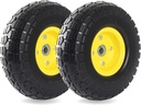 (2-Pack) 10-Inch Solid Rubber Tire Wheels - Replacement 4.10/3.50-4" Tires and Wheels Flat Free with 5/8" Axle Bore Hole Bearings, 2.17" Offset Hub -Perfect for Hand Truck, Wheelbarrow, Gorilla Carts