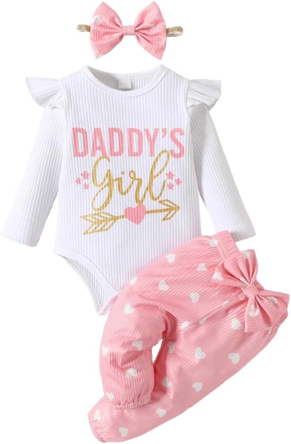Newborn Infant Baby Girls Clothes Long Sleeve Bodysuit Pants Set Fall Winter Outfits