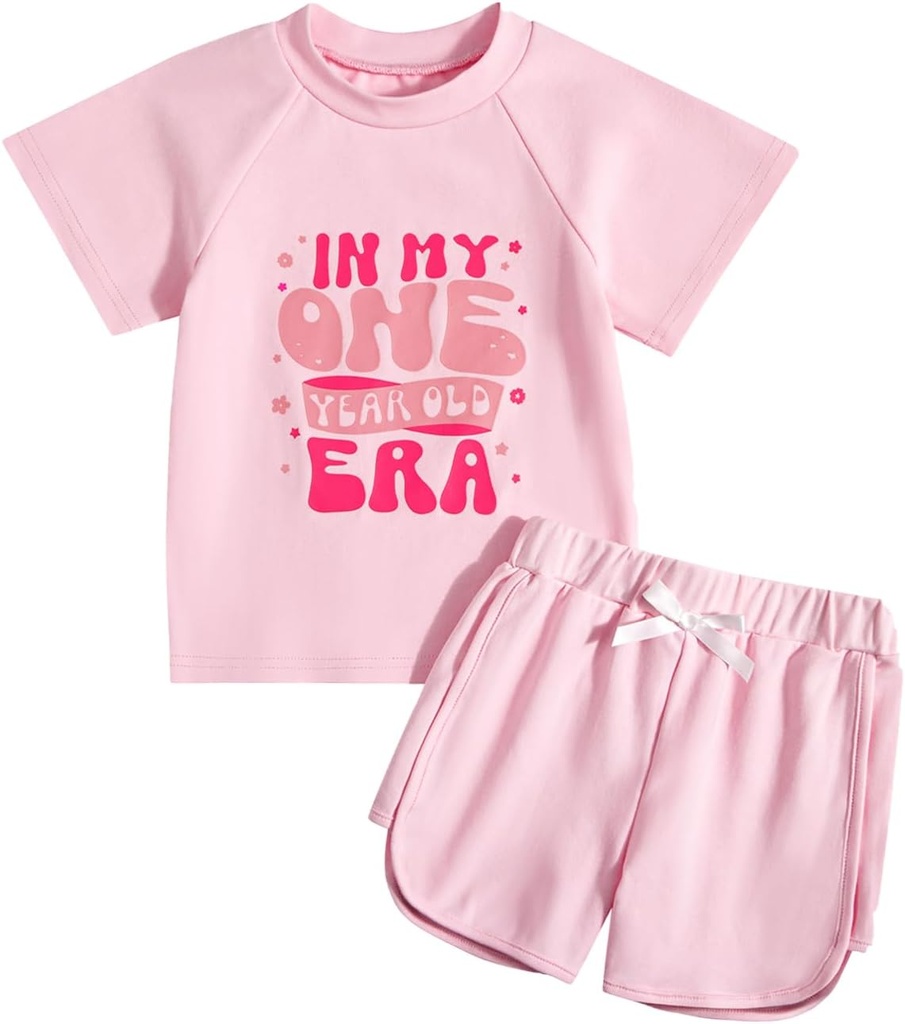 First Birthday Baby Girl outfit Gifts In My One Year Old Era 1st Birthday Infant Short Clothes + Shorts Set