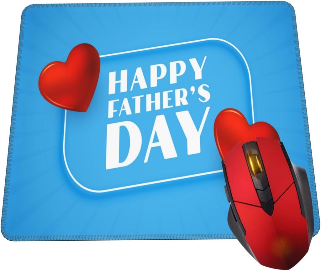 Mouse Pad Happy Fathers Day Hearts Blue Mouse Pads for Desk Non-Slip Rubber Base Square Gaming Mousepad Mat for Computer Home Office