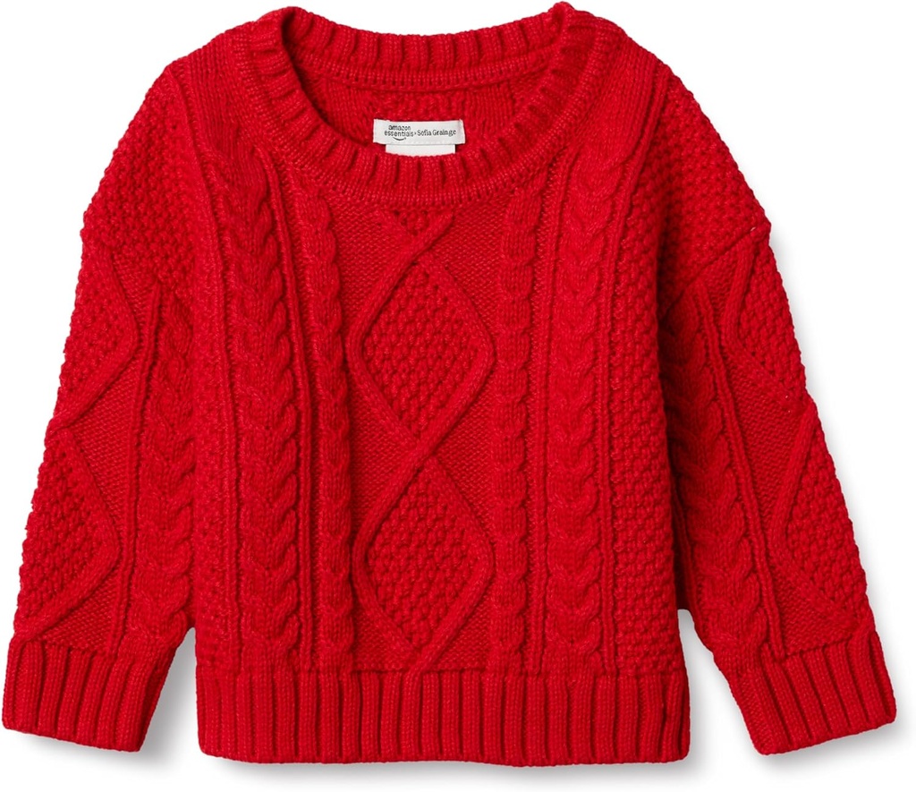 Amazon Essentials x Sofia Grainge Babies, Toddlers and Boys' Cable Crewneck Sweater