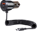 110W Retractable Car Charger, 3‑Port Cigarette Lighter Adapter, 5.7 ft Retractable USB‑C Cable, Car Charger USB C Fast Charge for iPhone 17/16/15 Series, Galaxy S25/S24 and More