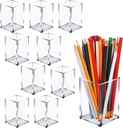 10 Pack Clear Acrylic Pen Holder Makeup Brush Holder Desktop Pencil Organizer Acrylic Pencil Cup Stationery Organizer Accessory for School Makeup Desk Office Pen Storage