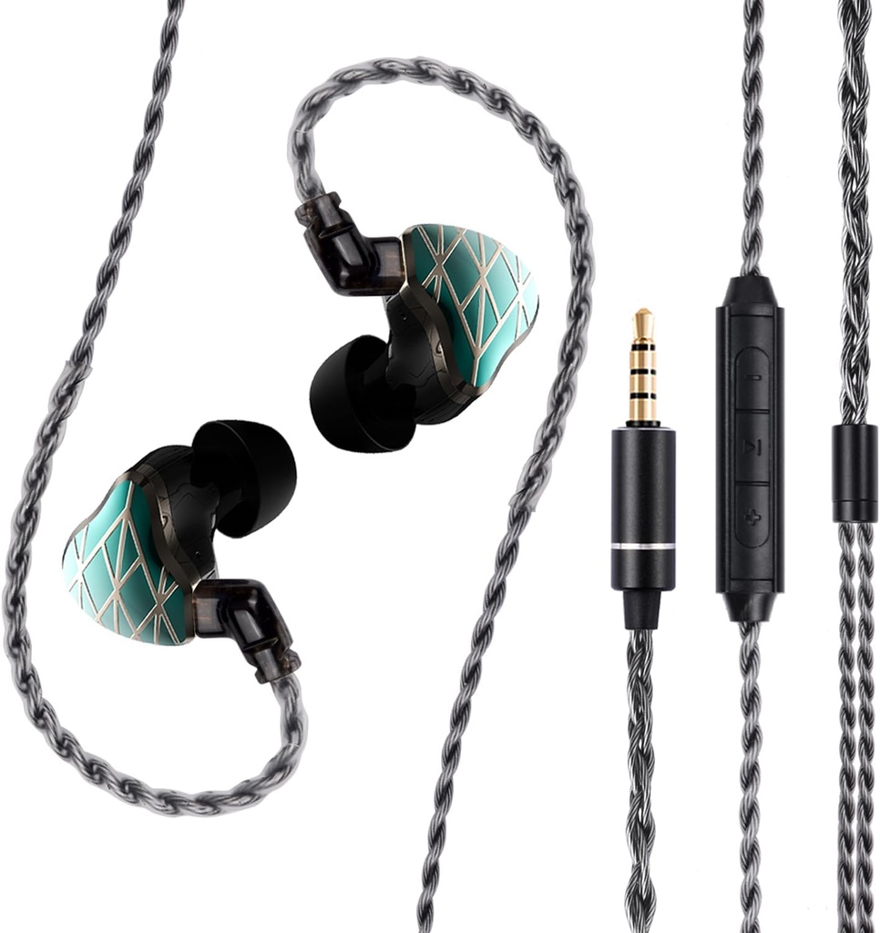 FAAEAL Voice Gaming Earbuds,Sports On-Ear Headphones with Powder Metallurgy Faceplate QDC 2-Pin Detachable 8N Mono-crystalline Copper Silver-Plated Cable Headphones w/mic