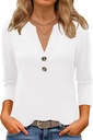 ANRABESS Women 3/4 Length Sleeve Henley Tops V Neck Business Casual Work T Shirts Cute Travel Shirt 2026 Spring Trendy Outfit