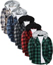 5 Pack Men's Flannel Shirt Plaid Hoodie Fall Casual Button Down Shirt Jackets Long Sleeve Stylish Hooded with Pocket