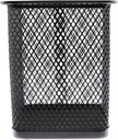 1-Pack Mesh Pen Holder Square Shape Pencil Container Multipurpose Metal Hollow Out Desktop Storage Organizer for Student Stationery Office Supplies(Black)