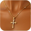14K Gold Cross Necklace for Women - Dainty Diamond Christian Pendant, Adjustable Chain, Hypoallergenic Faith Jewelry Gift for Mom/Wife
