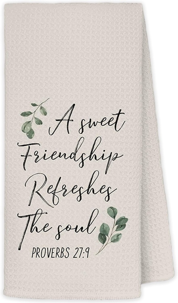 JINYO a Sweet Friendship Refreshes The Soul Kitchen Towels, Gifts for Christian Women Friends Hand Towels for Bathroom Kitchen Decor, Gifts for Best Friend Decorative Dish Tea Towels, 16x24 Inch