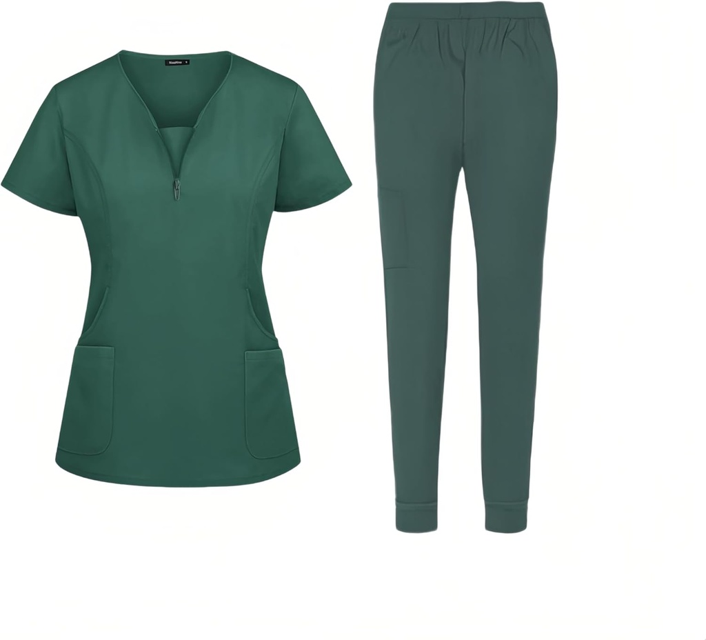 DEEYOTA Scrubs for Women Set,Womens Scrub Sets,Nurse Outfit，Medical Scrubs Top and Pants