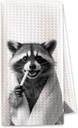 1 PCS Funny Raccoon Hand Towels, Fun Raccoon Gifts for Women, Animal Decorative Kitchen Towels for Kids' Bathroom,Pet Owners Housewarming - C08