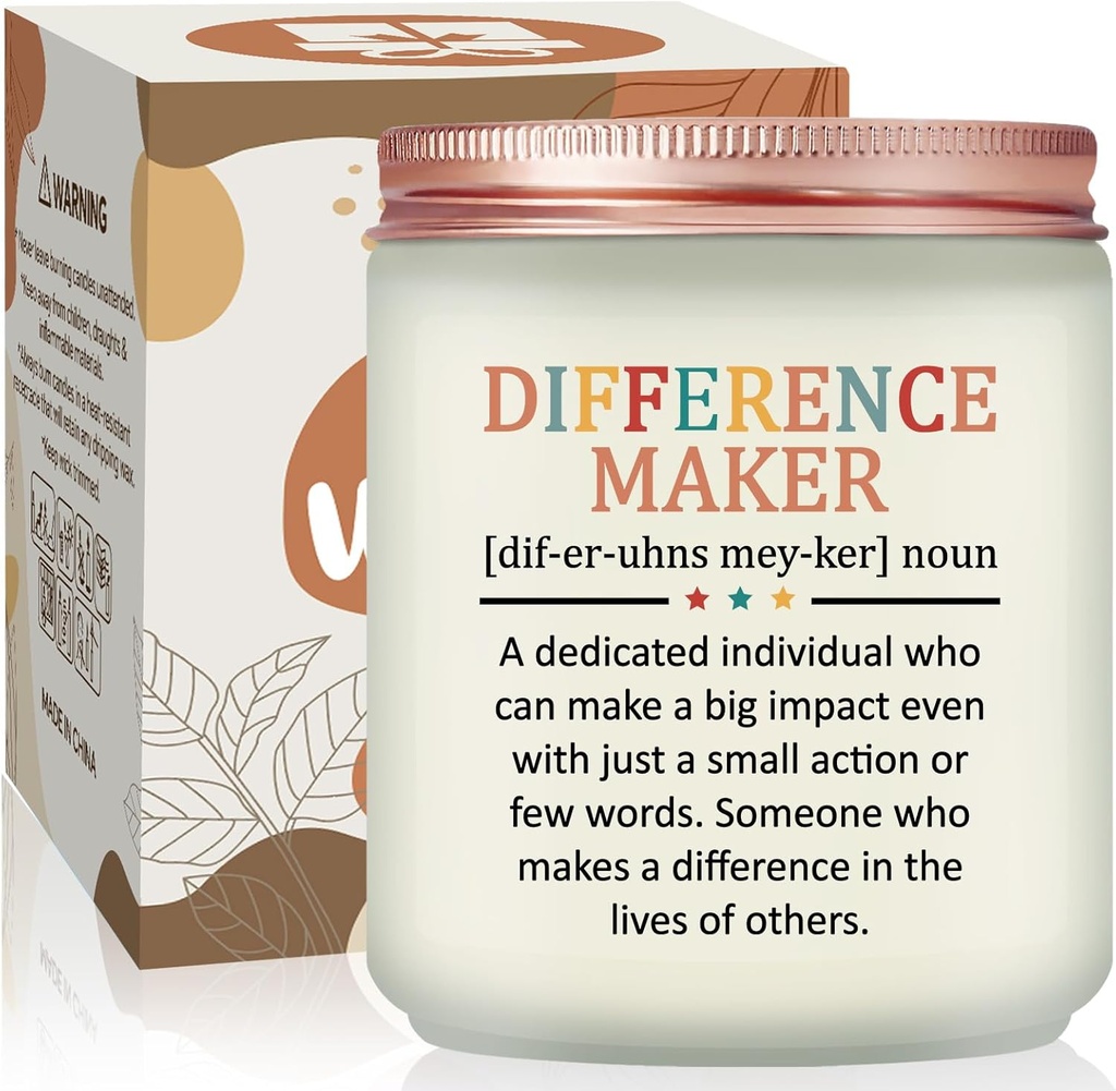 Difference Maker Gifts for Women - Thank You, Christmas, Birthday Gift for Women - Appreciation Gifts for Coworker, Teacher, Boss, Principal, Assistant Principal, Administrative Candle