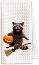 1 PCS Funny Halloween Cute Raccoon Hand Towels, Fun Raccoon Gifts for Women, Animal Decorative Kitchen Towels for Kids' Bathroom,Pet Owners Housewarming - B05