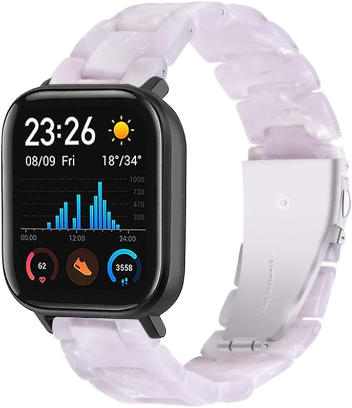 FitTurn Resin Bands Compatible with Amazfit Active 2 Square/1/Bip 3 Pro/Bip/GTS 4/GTS 4 Mini/GTS 3/GTS 2/GTS 2e/GTS 2 Mini/GTR 42mm Watch Replacement 20mm Stylish Bracelet Resin Sport Strap Wristbands for Bip 3 Pro/Bip U Pro/Bip Lite/Bip S/Bip S lite/ Bip U