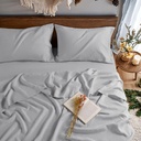 100% Pure Linen Sheet Full 4 pcs Sheet Set Deep Pocket Up to 16" Mattress Soft Breathable Bed Set Comfortable for All Season (Gray, Full)