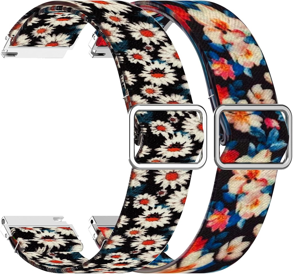FitTurn Elastic Bands Compatible with Hero Band III,Donerton, AGPTEK LW31 Band Elastic Cloth Printed Fabric Wristbands Bracelet Adjustable Stretch Soft Strap Accessories Bands (Flower, Azalea)